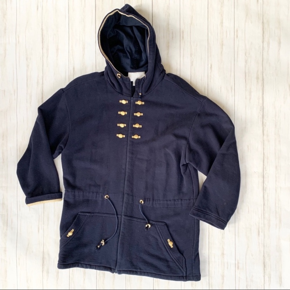 St John Sport Hooded Navy Military Style Cotton/Viscose Blend Jacket
